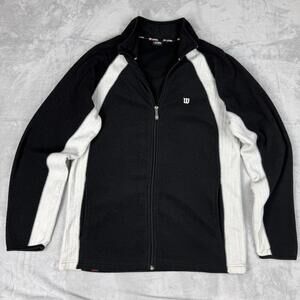 Vintage Wilson Ultra Fleece Jacket Black White Full Zip Athletic Size Small Y2K